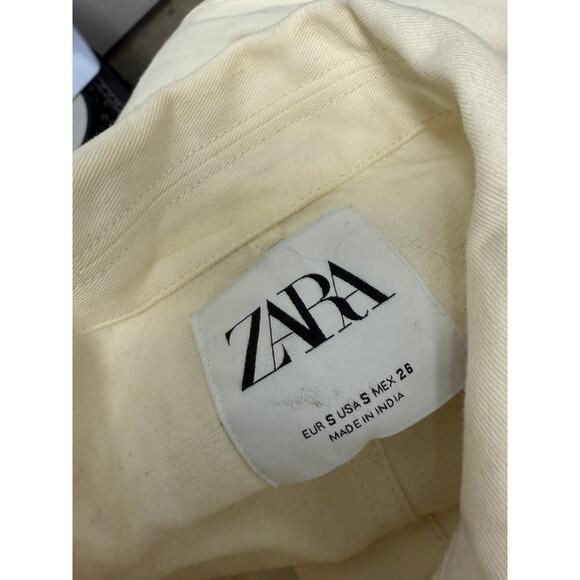 Zara Womens SZ S Jacket white brown emblished seashells tassels button beach - Picture 3 of 7